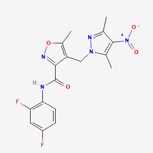 N-(2,4-difluorophenyl)-4-[(3,5-dimethyl-4-nitro-1H-pyrazol-1-yl)methyl]-5-methyl-1,2-oxazole-3-carboxamide