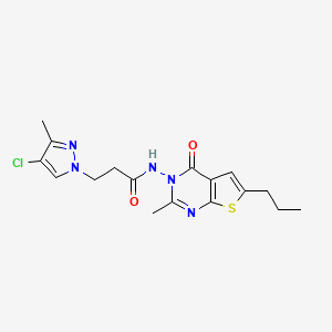 3-(4-Chloro-3-methyl-1H-pyrazol-1-YL)-N-[2-methyl-4-oxo-6-propylthieno[2,3-D]pyrimidin-3(4H)-YL]propanamide