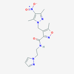 4-[(3,5-dimethyl-4-nitro-1H-pyrazol-1-yl)methyl]-5-methyl-N-[2-(1H-pyrazol-1-yl)ethyl]-1,2-oxazole-3-carboxamide