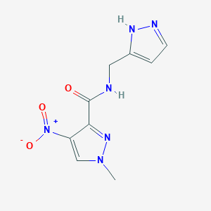 molecular formula C9H10N6O3 B10961863 1-methyl-4-nitro-N-(1H-pyrazol-3-ylmethyl)-1H-pyrazole-3-carboxamide 