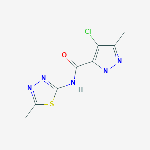 molecular formula C9H10ClN5OS B10961871 4-chloro-1,3-dimethyl-N-(5-methyl-1,3,4-thiadiazol-2-yl)-1H-pyrazole-5-carboxamide 