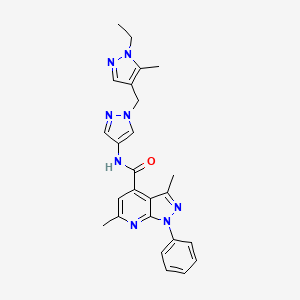 N-{1-[(1-ethyl-5-methyl-1H-pyrazol-4-yl)methyl]-1H-pyrazol-4-yl}-3,6-dimethyl-1-phenyl-1H-pyrazolo[3,4-b]pyridine-4-carboxamide