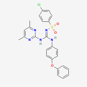 molecular formula C25H22ClN5O3S B10961933 4-chloro-N-[N-(4,6-dimethylpyrimidin-2-yl)-N'-(4-phenoxyphenyl)carbamimidoyl]benzenesulfonamide 