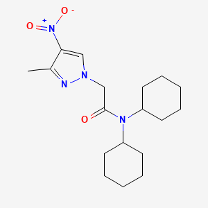 molecular formula C18H28N4O3 B10961939 N,N-dicyclohexyl-2-(3-methyl-4-nitro-1H-pyrazol-1-yl)acetamide 