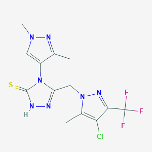 5-{[4-chloro-5-methyl-3-(trifluoromethyl)-1H-pyrazol-1-yl]methyl}-4-(1,3-dimethyl-1H-pyrazol-4-yl)-4H-1,2,4-triazole-3-thiol