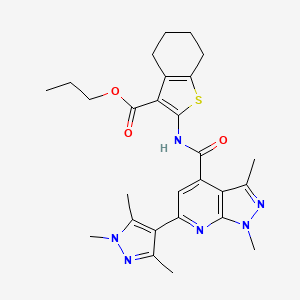 propyl 2-({[1,3-dimethyl-6-(1,3,5-trimethyl-1H-pyrazol-4-yl)-1H-pyrazolo[3,4-b]pyridin-4-yl]carbonyl}amino)-4,5,6,7-tetrahydro-1-benzothiophene-3-carboxylate