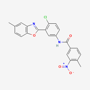 molecular formula C22H16ClN3O4 B10961977 N-[4-chloro-3-(5-methyl-1,3-benzoxazol-2-yl)phenyl]-4-methyl-3-nitrobenzamide 