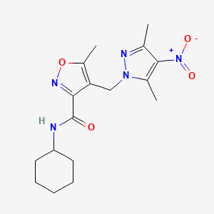 N-cyclohexyl-4-[(3,5-dimethyl-4-nitro-1H-pyrazol-1-yl)methyl]-5-methyl-1,2-oxazole-3-carboxamide