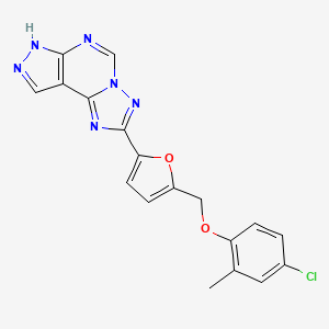 molecular formula C18H13ClN6O2 B10962004 2-{5-[(4-Chloro-2-methylphenoxy)methyl]-2-furyl}-7H-pyrazolo[4,3-E][1,2,4]triazolo[1,5-C]pyrimidine 