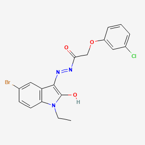 molecular formula C18H15BrClN3O3 B10962009 N'-[(3E)-5-bromo-1-ethyl-2-oxo-1,2-dihydro-3H-indol-3-ylidene]-2-(3-chlorophenoxy)acetohydrazide 