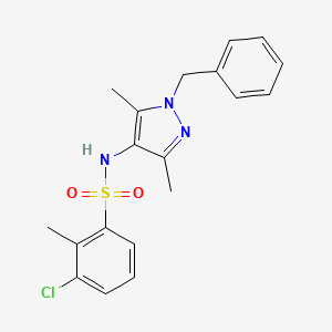 molecular formula C19H20ClN3O2S B10962055 N-(1-benzyl-3,5-dimethyl-1H-pyrazol-4-yl)-3-chloro-2-methylbenzenesulfonamide 