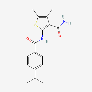 molecular formula C17H20N2O2S B10962093 4,5-Dimethyl-2-({[4-(propan-2-yl)phenyl]carbonyl}amino)thiophene-3-carboxamide 