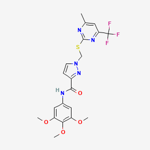 molecular formula C20H20F3N5O4S B10962114 1-({[4-methyl-6-(trifluoromethyl)pyrimidin-2-yl]sulfanyl}methyl)-N-(3,4,5-trimethoxyphenyl)-1H-pyrazole-3-carboxamide 