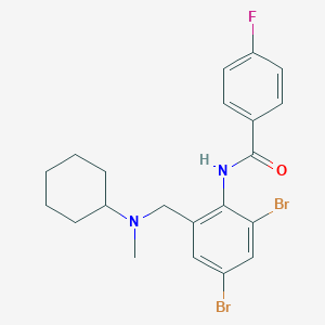 molecular formula C21H23Br2FN2O B10962143 N-(2,4-dibromo-6-{[cyclohexyl(methyl)amino]methyl}phenyl)-4-fluorobenzamide 