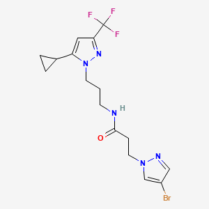 molecular formula C16H19BrF3N5O B10962149 3-(4-bromo-1H-pyrazol-1-yl)-N-{3-[5-cyclopropyl-3-(trifluoromethyl)-1H-pyrazol-1-yl]propyl}propanamide 