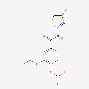 molecular formula C14H14F2N2O3S B10962153 4-(difluoromethoxy)-3-ethoxy-N-(4-methyl-1,3-thiazol-2-yl)benzamide 