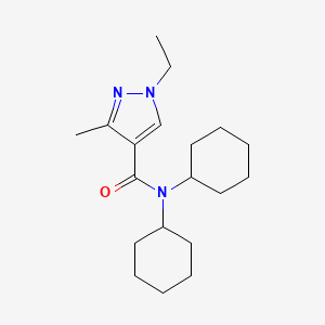 molecular formula C19H31N3O B10962170 N,N-dicyclohexyl-1-ethyl-3-methyl-1H-pyrazole-4-carboxamide 