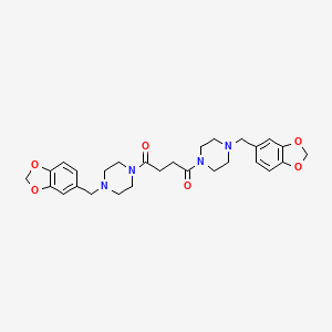 molecular formula C28H34N4O6 B10962173 1,4-Bis[4-(1,3-benzodioxol-5-ylmethyl)piperazin-1-yl]butane-1,4-dione 