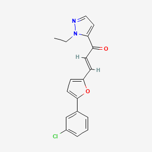 molecular formula C18H15ClN2O2 B10962175 (2E)-3-[5-(3-chlorophenyl)furan-2-yl]-1-(1-ethyl-1H-pyrazol-5-yl)prop-2-en-1-one 