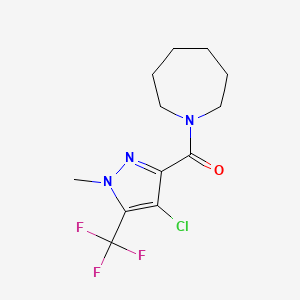 molecular formula C12H15ClF3N3O B10962230 azepan-1-yl[4-chloro-1-methyl-5-(trifluoromethyl)-1H-pyrazol-3-yl]methanone 