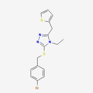 molecular formula C16H16BrN3S2 B10962306 3-[(4-bromobenzyl)sulfanyl]-4-ethyl-5-(thiophen-2-ylmethyl)-4H-1,2,4-triazole 