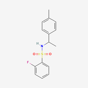 molecular formula C15H16FNO2S B10962319 2-fluoro-N-[1-(4-methylphenyl)ethyl]benzenesulfonamide 