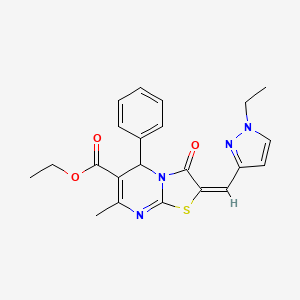 ethyl (2E)-2-[(1-ethyl-1H-pyrazol-3-yl)methylidene]-7-methyl-3-oxo-5-phenyl-2,3-dihydro-5H-[1,3]thiazolo[3,2-a]pyrimidine-6-carboxylate