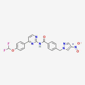 molecular formula C22H16F2N6O4 B10962385 N-{4-[4-(difluoromethoxy)phenyl]pyrimidin-2-yl}-4-[(4-nitro-1H-pyrazol-1-yl)methyl]benzamide 