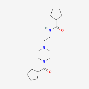 molecular formula C18H31N3O2 B10962468 N-{2-[4-(cyclopentylcarbonyl)piperazin-1-yl]ethyl}cyclopentanecarboxamide 