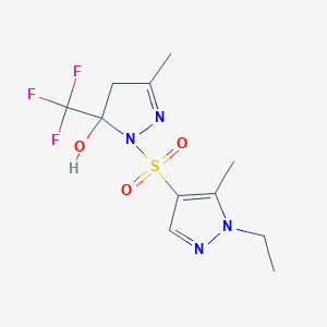 molecular formula C11H15F3N4O3S B10962523 1-[(1-ethyl-5-methyl-1H-pyrazol-4-yl)sulfonyl]-3-methyl-5-(trifluoromethyl)-4,5-dihydro-1H-pyrazol-5-ol 