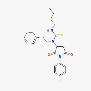 molecular formula C24H29N3O2S B10962541 3-Butyl-1-[1-(4-methylphenyl)-2,5-dioxopyrrolidin-3-yl]-1-(2-phenylethyl)thiourea 