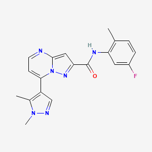 molecular formula C19H17FN6O B10962569 7-(1,5-dimethyl-1H-pyrazol-4-yl)-N-(5-fluoro-2-methylphenyl)pyrazolo[1,5-a]pyrimidine-2-carboxamide 