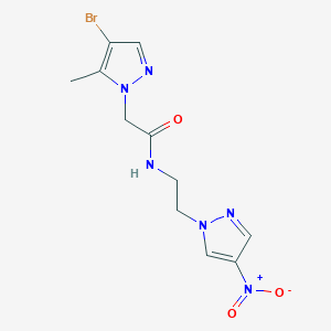 molecular formula C11H13BrN6O3 B10962585 2-(4-bromo-5-methyl-1H-pyrazol-1-yl)-N-[2-(4-nitro-1H-pyrazol-1-yl)ethyl]acetamide 