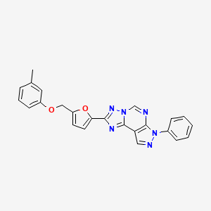 2-{5-[(3-Methylphenoxy)methyl]-2-furyl}-7-phenyl-7H-pyrazolo[4,3-E][1,2,4]triazolo[1,5-C]pyrimidine