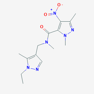 molecular formula C14H20N6O3 B10962626 N-[(1-ethyl-5-methyl-1H-pyrazol-4-yl)methyl]-N,1,3-trimethyl-4-nitro-1H-pyrazole-5-carboxamide 