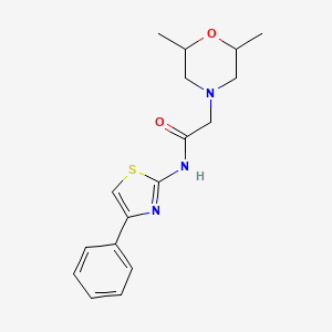 2-(2,6-dimethylmorpholin-4-yl)-N-(4-phenyl-1,3-thiazol-2-yl)acetamide