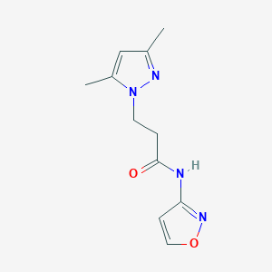 molecular formula C11H14N4O2 B10962687 3-(3,5-dimethyl-1H-pyrazol-1-yl)-N-(1,2-oxazol-3-yl)propanamide 