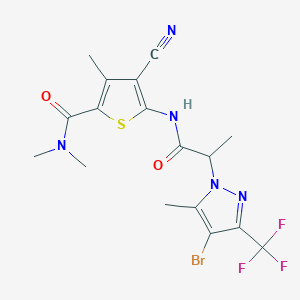 molecular formula C17H17BrF3N5O2S B10962785 5-({2-[4-bromo-5-methyl-3-(trifluoromethyl)-1H-pyrazol-1-yl]propanoyl}amino)-4-cyano-N,N,3-trimethylthiophene-2-carboxamide 