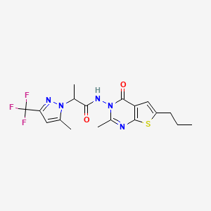 N-(2-methyl-4-oxo-6-propylthieno[2,3-d]pyrimidin-3(4H)-yl)-2-[5-methyl-3-(trifluoromethyl)-1H-pyrazol-1-yl]propanamide