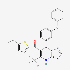 molecular formula C25H19F3N4O2S B10962893 (5-Ethylthiophen-2-yl)[7-(3-phenoxyphenyl)-5-(trifluoromethyl)-4,7-dihydro[1,2,4]triazolo[1,5-a]pyrimidin-6-yl]methanone 