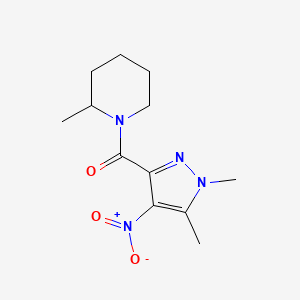 molecular formula C12H18N4O3 B10962903 (1,5-dimethyl-4-nitro-1H-pyrazol-3-yl)(2-methylpiperidin-1-yl)methanone 