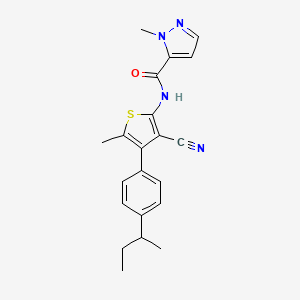 molecular formula C21H22N4OS B10962944 N-{4-[4-(butan-2-yl)phenyl]-3-cyano-5-methylthiophen-2-yl}-1-methyl-1H-pyrazole-5-carboxamide 