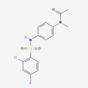 molecular formula C15H14ClFN2O3S B10962954 N-(4-{[(2-chloro-4-fluorophenyl)sulfonyl]amino}phenyl)-N-methylacetamide 