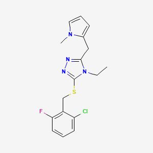 molecular formula C17H18ClFN4S B10962969 3-[(2-chloro-6-fluorobenzyl)sulfanyl]-4-ethyl-5-[(1-methyl-1H-pyrrol-2-yl)methyl]-4H-1,2,4-triazole 