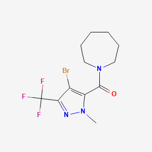 molecular formula C12H15BrF3N3O B10962996 azepan-1-yl[4-bromo-1-methyl-3-(trifluoromethyl)-1H-pyrazol-5-yl]methanone 