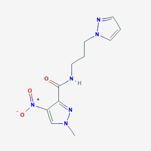 molecular formula C11H14N6O3 B10963028 1-methyl-4-nitro-N-[3-(1H-pyrazol-1-yl)propyl]-1H-pyrazole-3-carboxamide 