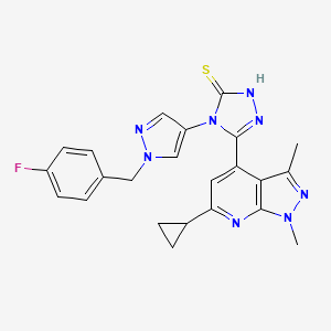 molecular formula C23H21FN8S B10963044 5-(6-cyclopropyl-1,3-dimethyl-1H-pyrazolo[3,4-b]pyridin-4-yl)-4-[1-(4-fluorobenzyl)-1H-pyrazol-4-yl]-4H-1,2,4-triazole-3-thiol 