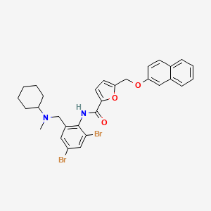 N-(2,4-dibromo-6-{[cyclohexyl(methyl)amino]methyl}phenyl)-5-[(naphthalen-2-yloxy)methyl]furan-2-carboxamide