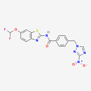 N-[6-(difluoromethoxy)-1,3-benzothiazol-2-yl]-4-[(3-nitro-1H-1,2,4-triazol-1-yl)methyl]benzamide