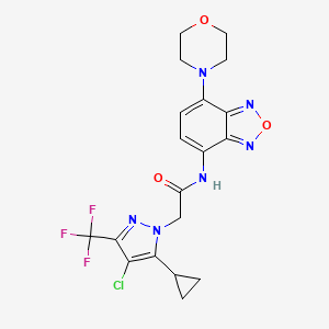 molecular formula C19H18ClF3N6O3 B10963172 2-[4-chloro-5-cyclopropyl-3-(trifluoromethyl)-1H-pyrazol-1-yl]-N-[7-(morpholin-4-yl)-2,1,3-benzoxadiazol-4-yl]acetamide 